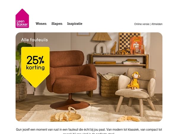 Zo zit je goed: fauteuils nu 25% korting