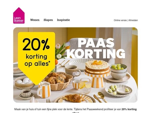 🐣 Vier Pasen met 20% korting op alles
