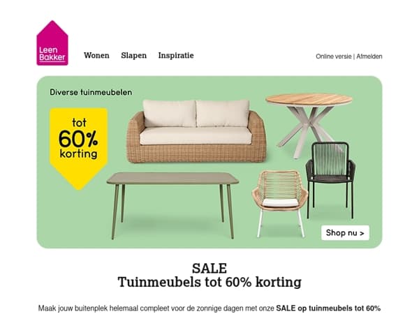 SALE - Tuinmeubels tot 60% korting