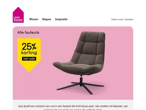 Zo zit je goed: fauteuils nu 25% korting