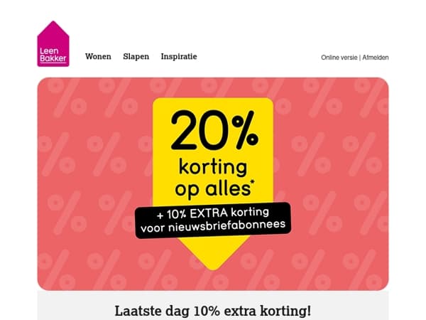 Nog maar één dag: 10% extra korting