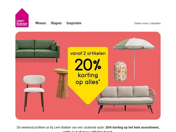 Zonnig voordeel: 20% korting op alles!*
