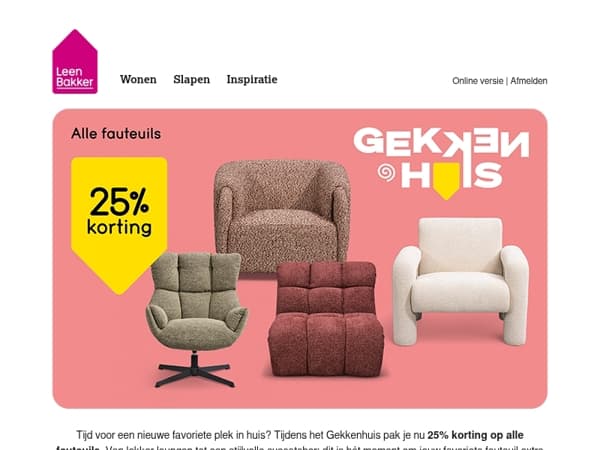25% korting op fauteuils!