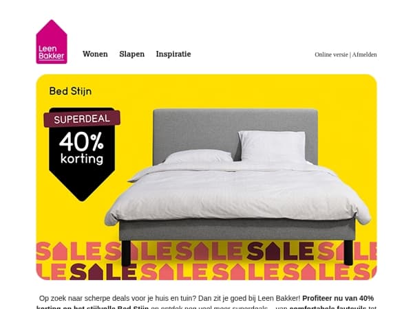 🤩 Superdeals: 40% korting op Bed Stijn!