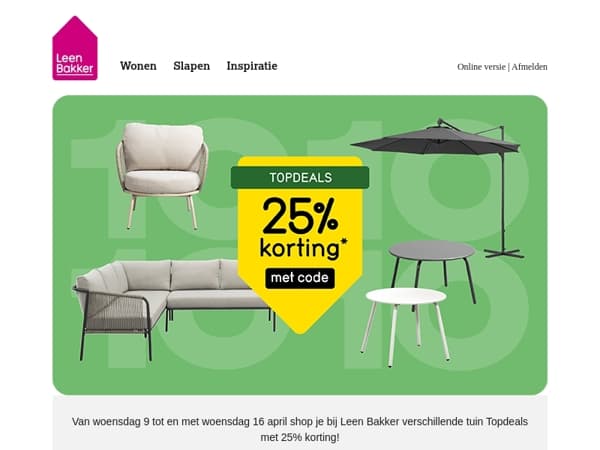 💯 Topdeals: 25% korting op diverse tuinartikelen!