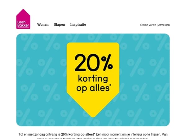 Shop alles met 20% korting! 🛍️