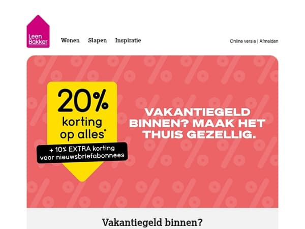 Vakantiegeld binnen? Pak nu 10% EXTRA korting