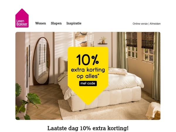 Nog maar één dag: 10% extra korting
