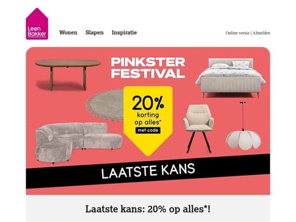 Vandaag = Korting! 20% op alles!
