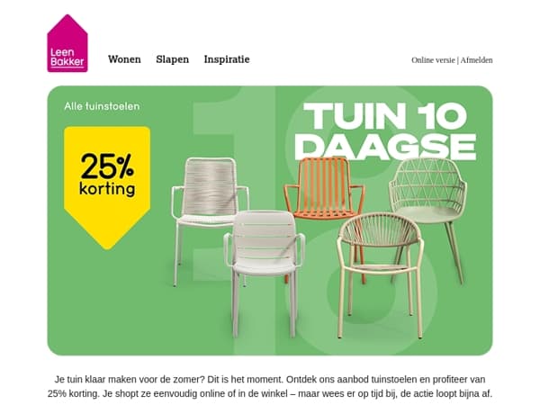 Laatste kans: -25% op alle tuinstoelen!