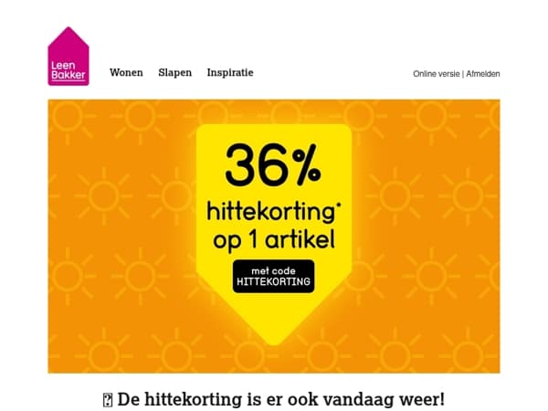 36 graden = 36% korting