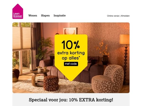 Speciaal voor jou: 10% EXTRA korting!