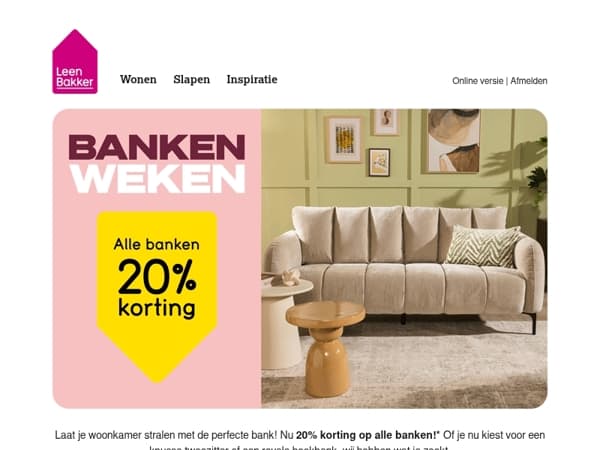 20% korting op alle banken ✨