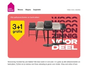 🪑 3+1 gratis op alle eetkamerstoelen en barkrukken!