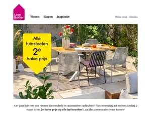 🌞 2e halve prijs op alle tuinstoelen 🌞