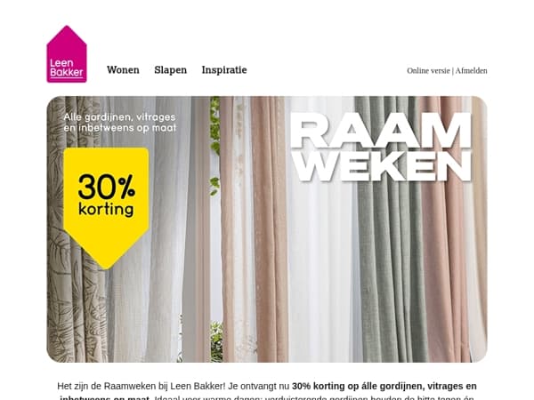 ☀️ Raamweken: -30% op gordijnen op maat!
