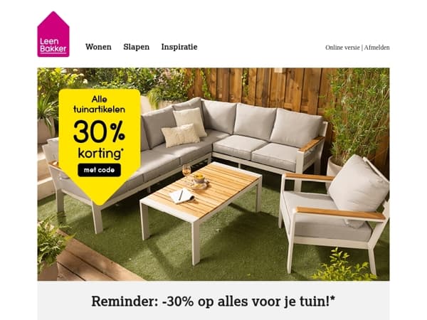 30% korting op alles voor je tuin!* 🌷