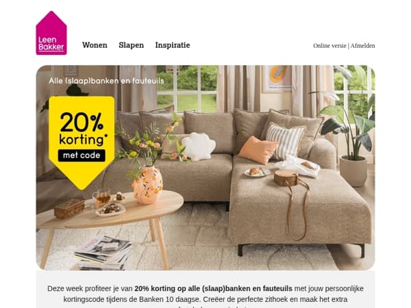 🤩 20% korting op alle banken & fauteuils!