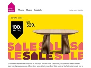 💥 €100 korting op eettafel Irene én Sale tot 70% korting!