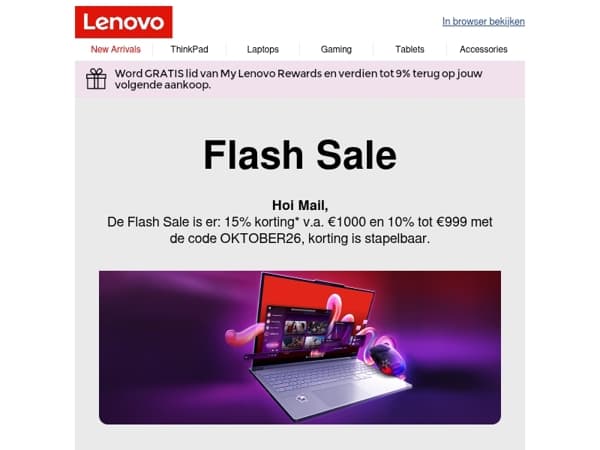 Flash Sale is er! Mis het niet!