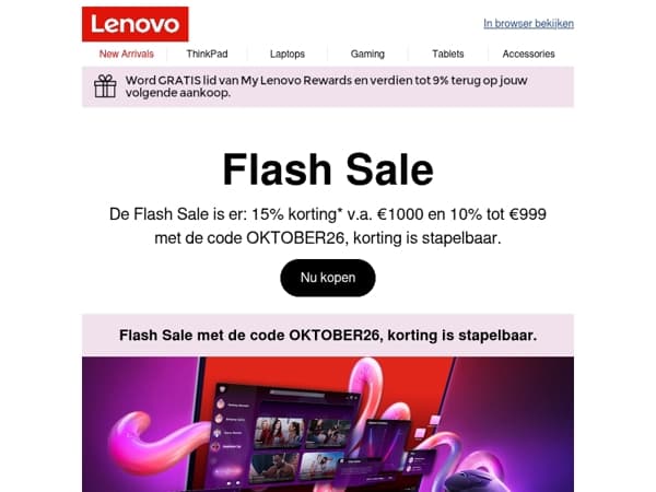 Onze Flash Sale is populair. Mis 'm niet!