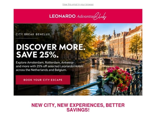 Netherlands & Belgium: 25% Off Your Next City Break