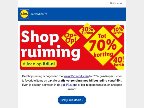 Shopruiming: tot 70% korting in de webshop