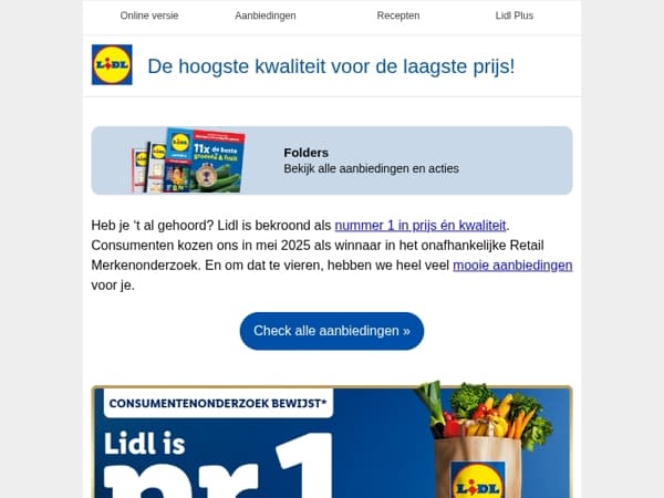 Lidl bekroond als nr. 1 in prijs kwaliteit 2025