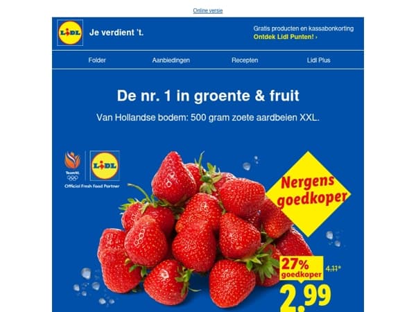 Nergens goedkoper 🇳🇱 aardbeien 500 gram 2.99