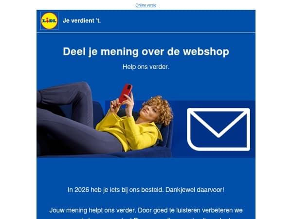 Deel je mening & ontvang 5 euro korting bij je volgende bestelling