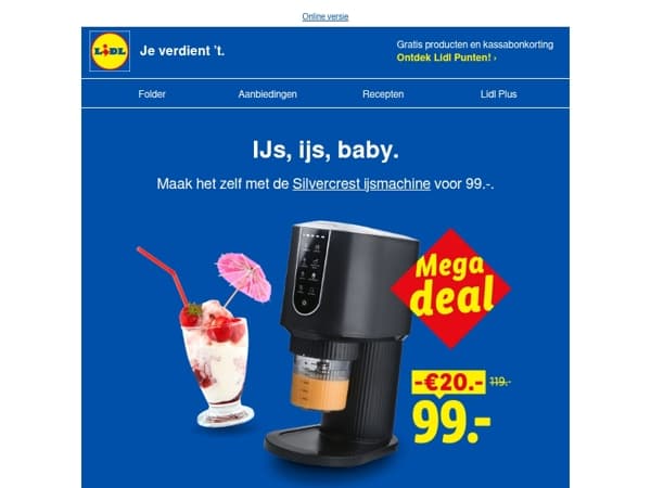 Megadeal: 🍦 ijsmachine: 20.- korting