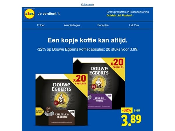 Korting op Douwe Egberts koffiecapsules ☕️