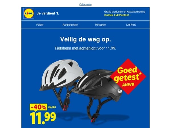 Mega deal: fietshelm met achterlicht 40% korting