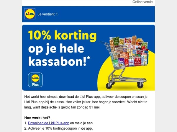 10% korting op je totale kassabon!