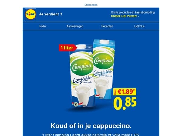 LangLekker Campina melk 0.85 en BBQ-voordeel met Lidl Plus