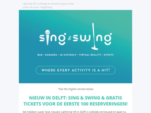 Nieuw in Delft: Sing&Swing +  Gratis tickets voor de eerste 100 reserveringen!