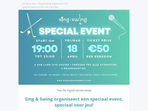 Special Event bij Sing & Swing in Delft