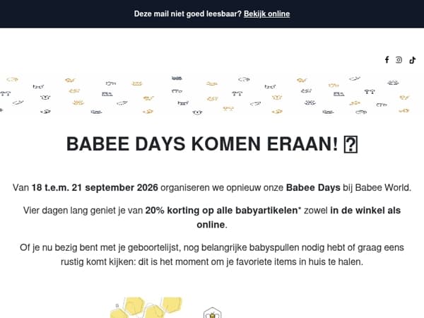 Zet het alvast in je agenda: Babee Days komen eraan! 💛