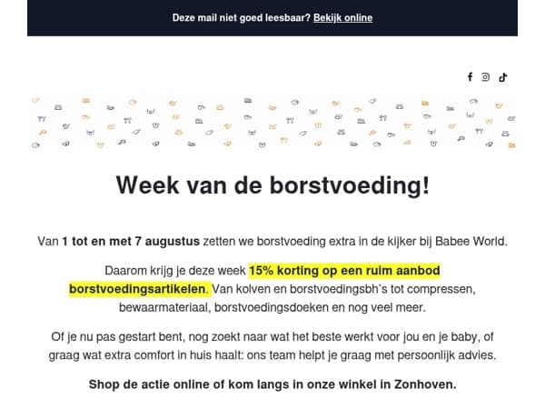 Week van de Borstvoeding: tijdelijk 15% korting 💛
