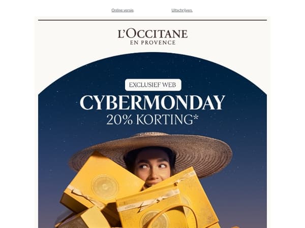 Cyber Monday: 20% korting op alles*