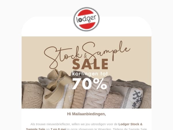 STOCK & SAMPLE SALE LODGER