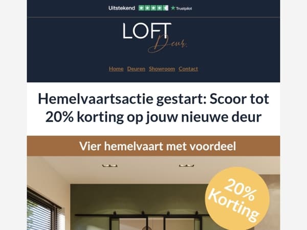 Hemelvaartactie bij Loftdeur – Tijdelijke korting op jouw droomdeur!
