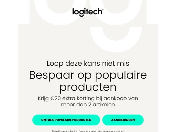Wees er snel bij! Krijg nu nog €20 extra korting op populaire producten!