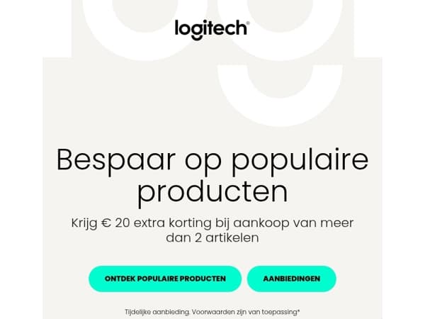 Krijg € 20 extra korting bij aankoop van meer dan 2 populaire producten!