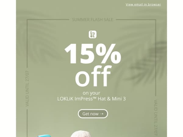 15% off SUMMER FLASH SALES