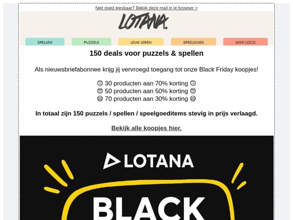 Black Friday-preview voor nieuwsbriefabonnees