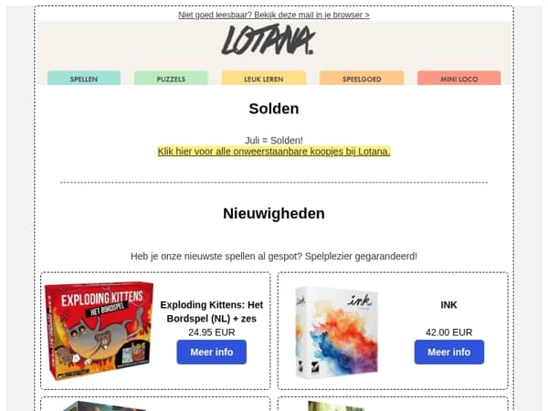 Solden + nieuwigheden juli