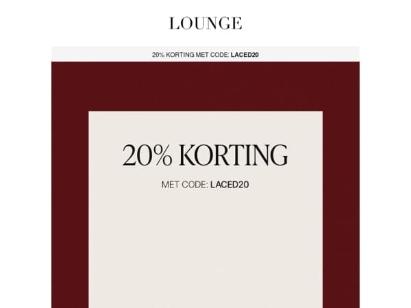 20% korting. Alleen dit weekend.