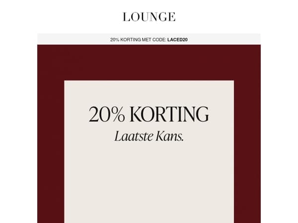 Haast je: -20% eindigt vanavond