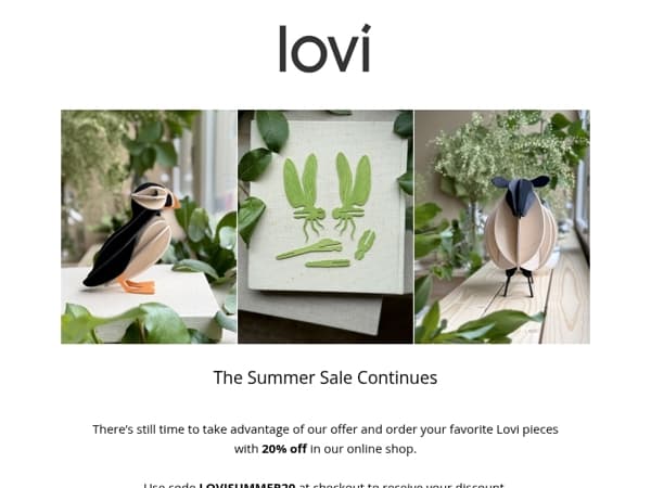 Don’t Miss 20% Off in the Lovi Summer Sale